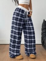 Elorivane Women Checked Wide Leg Pants, Loose Casual Fall Trousers - Image 18