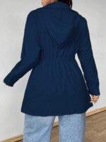 Elorivane Plus Size Hooded Cinched Waist Long Sleeve Jacket with Pockets for Fall - Image 10