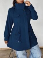 Elorivane Plus Size Hooded Cinched Waist Long Sleeve Jacket with Pockets for Fall - Image 13