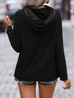 Elorivane Plus Size Asymmetric Collar Zipper Pullover Sweatshirt for Autumn Winter - Image 2