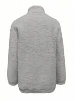 Elorivane Women's White Teddy Sherpa Pullover, Pocket Design Casual Long Sleeve Fall Winter Top - Image 24