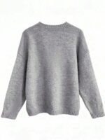Elorivane Plus Size Drop Shoulder Five-Pointed Star Jacquard Knit Crew Neck Sweater for Fall Winter - Image 6
