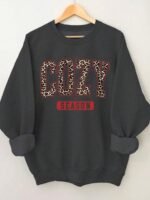 Elorivane Plus Size Leopard Print Letter Graphic Round Neck Loose Pullover Sweatshirt for Winter - Image 10