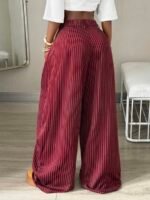Elorivane Women Brown Striped Cargo Pants, Oversized Curved Hem Vintage Summer Fall Streetwear Trousers - Image 14