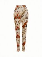 Elorivane Women's Plus Size Floral Print Leggings - Stretchy All-Season Pants, Perfect For Themed Parties - Image 2
