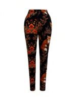 Elorivane Women's Plus Size Floral Print Leggings - Stretchy All-Season Pants, Perfect For Themed Parties - Image 5