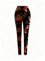 Elorivane Women's Plus Size Floral Print Leggings - Stretchy All-Season Pants, Perfect For Themed Parties - Image 6