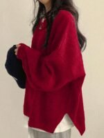 Elorivane Women's Drop Shoulder Knit Sweater, Korean Loose Casual - Image 33