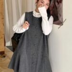 Elorivane Plus Size Woolen Mini Dress, Sleeveless Short Cute Casual Top