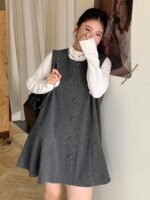 Elorivane Plus Size Woolen Mini Dress, Sleeveless Short Cute Casual Top
