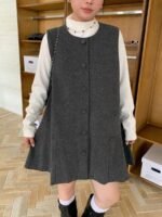 Elorivane Plus Size Woolen Mini Dress, Sleeveless Short Cute Casual Top - Image 4