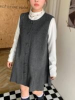 Elorivane Plus Size Woolen Mini Dress, Sleeveless Short Cute Casual Top - Image 5