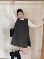 Elorivane Plus Size Woolen Mini Dress, Sleeveless Short Cute Casual Top - Image 7