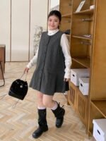 Elorivane Plus Size Woolen Mini Dress, Sleeveless Short Cute Casual Top - Image 8