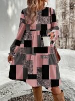 Elorivane Plus Size Retro Plaid Dress, Round Neck Loose Fit, New Year Party Vacation Spring Summer Fall Casual Dress - Image 8