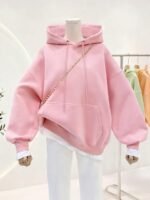 Elorivane Women Y2K Solid Color Hooded Pullover Sweatshirt, Casual Yellow Fall Back To School Hoodie - Image 5