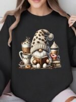 Elorivane Plus Size Skull Girl Slogan Round Neck Sweatshirt Long Sleeve for Autumn Winter Halloween Casual Wear - Image 9