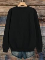 Elorivane Plus Size Skull Girl Slogan Round Neck Sweatshirt Long Sleeve for Autumn Winter Halloween Casual Wear - Image 2