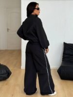 Elorivane Women White 2-Piece Outfit, Reflective Lapel Coat & Parachute Cargo Pants, Streetwear Athleisure Set - Image 7