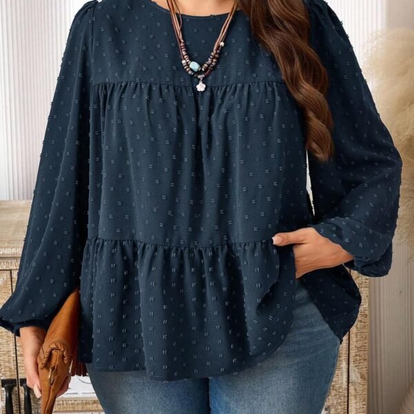 Elorivane Plus Size Kelly Green Blouse, Elegant Top for Office Tea Party Evening Fall Casual Wear