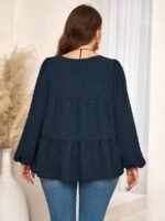 Elorivane Plus Size Kelly Green Blouse, Elegant Top for Office Tea Party Evening Fall Casual Wear - Image 2