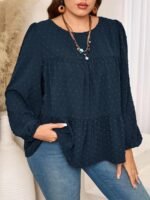 Elorivane Plus Size Kelly Green Blouse, Elegant Top for Office Tea Party Evening Fall Casual Wear - Image 4