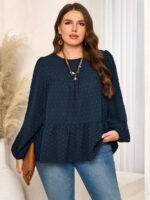 Elorivane Plus Size Kelly Green Blouse, Elegant Top for Office Tea Party Evening Fall Casual Wear - Image 6