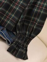 Elorivane Plus Size Red Plaid Top, Frill Trim Round Neck H-Line Pullover, Christmas Spring Casual Shirt - Image 11