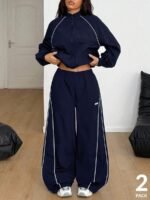 Elorivane Women White 2-Piece Outfit, Reflective Lapel Coat & Parachute Cargo Pants, Streetwear Athleisure Set - Image 11
