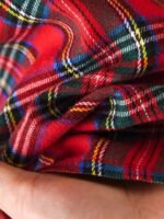 Elorivane Plus Size Red Plaid Top, Frill Trim Round Neck H-Line Pullover, Christmas Spring Casual Shirt - Image 7