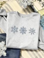 Elorivane Women's Snowflake Embroidered Sweatshirt, Christmas Style - Image 2