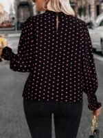 Elorivane Plus Size Woven Polka Dot Long Sleeve Shirt for Autumn Casual Wear - Image 7