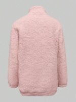 Elorivane Women's White Teddy Sherpa Pullover, Pocket Design Casual Long Sleeve Fall Winter Top - Image 19