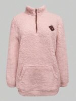 Elorivane Women's White Teddy Sherpa Pullover, Pocket Design Casual Long Sleeve Fall Winter Top - Image 18