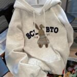 Elorivane Women's Cartoon Rabbit Print Hoodie, Casual Sweatshirt, Autumn Winter Essential & Christmas Gift