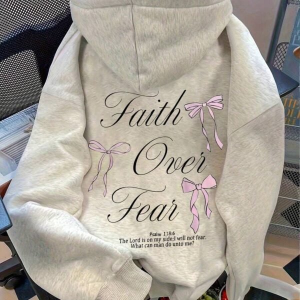 Elorivane Women's Faith Over Fear Sweatshirt, Christian Text Print Casual