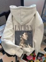 Elorivane Women's Lauryn Hill Portrait Sweatshirt, Y2K Drop Shoulder Fall Top