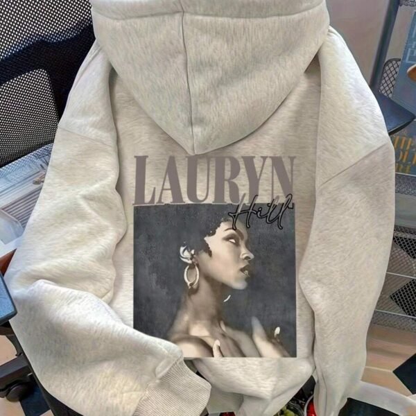 Elorivane Women's Lauryn Hill Portrait Sweatshirt, Y2K Drop Shoulder Fall Top