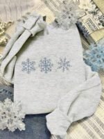 Elorivane Women's Snowflake Embroidered Sweatshirt, Christmas Style - Image 3