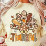 Elorivane Women's Loose Thanksgiving Sweatshirt, Turkey Letter Print, Round Neck Long Sleeve Casual Pullover
