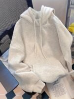 Elorivane Women Y2K Solid Color Hooded Pullover Sweatshirt, Casual Yellow Fall Back To School Hoodie