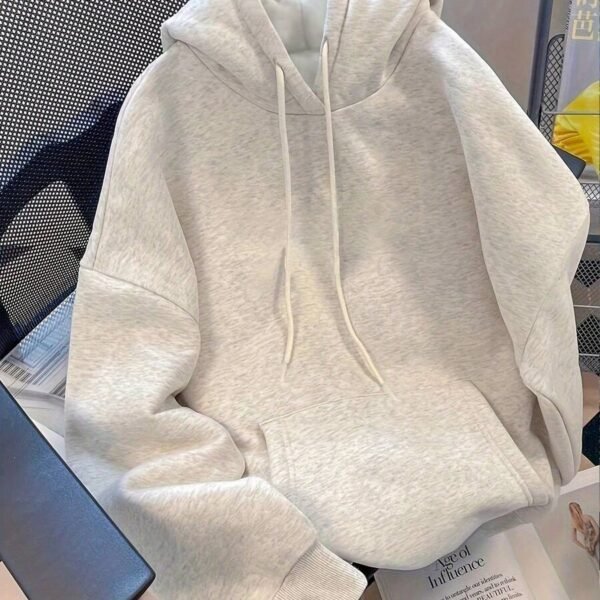 Elorivane Women Y2K Solid Color Hooded Pullover Sweatshirt, Casual Yellow Fall Back To School Hoodie