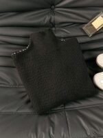 Elorivane Women's French Contrast Stitching High Neck Knit Sweater | Commuter Versatile Black Pullover Fall - Image 11
