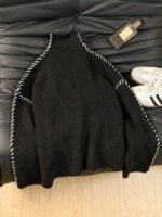 Elorivane Women's French Contrast Stitching High Neck Knit Sweater | Commuter Versatile Black Pullover Fall - Image 5