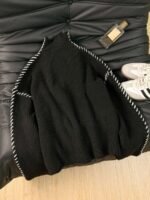 Elorivane Women's French Contrast Stitching High Neck Knit Sweater | Commuter Versatile Black Pullover Fall - Image 6