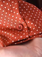 Elorivane Plus Size Brown Blouse, Waist Spliced Polka Dot A-Line Shirt Collar Casual Top - Image 4