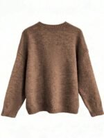 Elorivane Plus Size Drop Shoulder Five-Pointed Star Jacquard Knit Crew Neck Sweater for Fall Winter - Image 9
