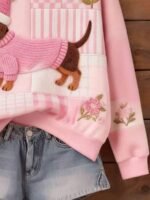 Elorivane Plus Size Cute Printed Crew Neck Long Sleeve Sweatshirt for Fall - Image 3