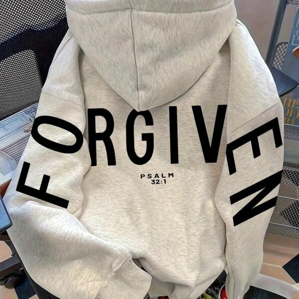 Elorivane Women's FORGIVEN Christian Hooded Sweatshirt, Cozy Casual Long Sleeve