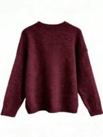 Elorivane Plus Size Drop Shoulder Five-Pointed Star Jacquard Knit Crew Neck Sweater for Fall Winter - Image 15